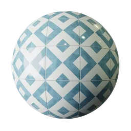 Decorated ceramic tiles with rhombuses