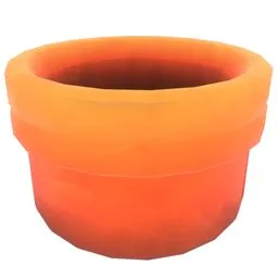 Vibrant orange stylized 3D clay pot model for Blender, optimized for cartoon and anime rendering.