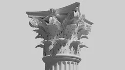 Detailed 3D Corinthian column model for Blender with elaborate acanthus leaves and intricate capitals.