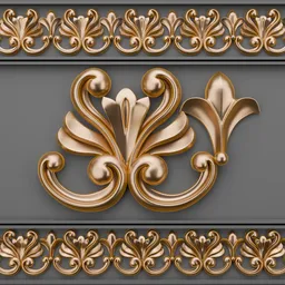 Elegant 3D ornament trim brush for efficient scene detailing, compatible with Blender, showcasing intricate design.