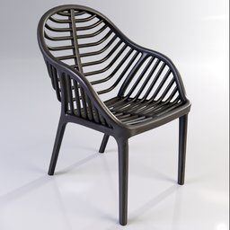 "Handmade Canaletto walnut PAM Armchair 3D model in Blender 3D software, featuring intricate details and a unique design. Experience functional furniture with artistic wood curves and realistic proportions."