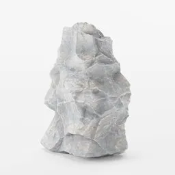 "Low-poly 3D model of a realistic grey rock boulder for Blender 3D. Featuring sharp tips and a monochrome texture. Perfect for landscape scenes."