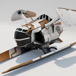 "Kezrek G1 Spaceship 3D model in Blender 3D. Detailed skin with brown and white color scheme inspired by the popular Star Wars Clone Wars. Perfect for space-themed RPG games or Unreal Engine projects."