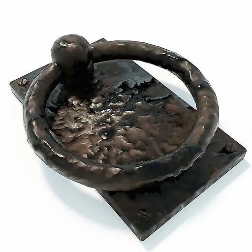 Antique-style 3D-rendered door handle with realistic rust texture, perfect for Blender 3D architectural visualization.