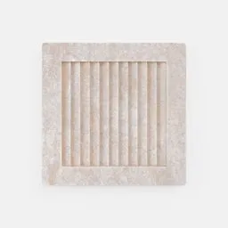 Weathered 3D model of a square vent with vertical slats for Blender, ideal for CGI exteriors.
