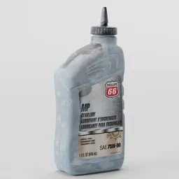 Photorealistic 3D model of an industrial Transmission Fluid Bottle for Blender, isolated on white, high-quality texture detail.