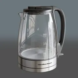 Semi-high poly 3D model of an electric tea kettle with procedural textures, suitable for Blender.