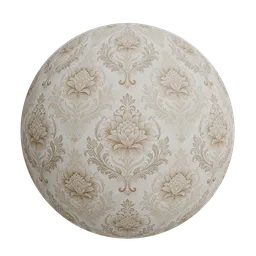 Golden floral damask wallpaper