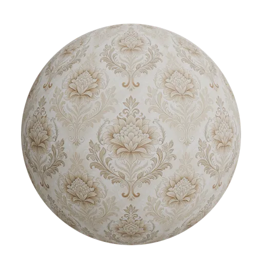 Golden floral damask wallpaper