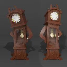 Customizable anthromorphic 3D clock model with Blender control curve for shape transformation.