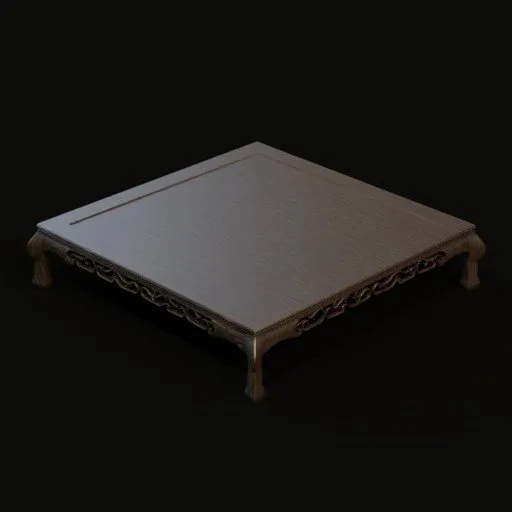 3D-rendered Japanese stand with intricate leg details, optimized for Blender use, ideal for digital interior design.