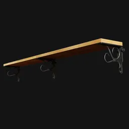 Long Wooden Wall-Mounted Shelf