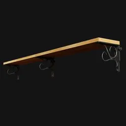 Long Wooden Wall-Mounted Shelf