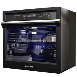 Highly detailed Blender 3D model of a modern smart wall oven with interactive features.