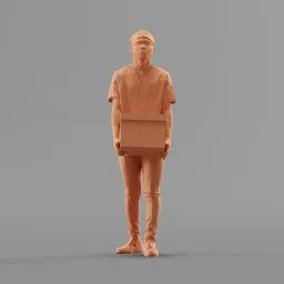Lowpoly Male Walking with box