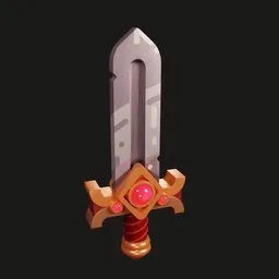 "Download high-quality historic military sword 3D model for Blender 3D. This cold weapon coin showcases a looped design with a 2048 * 2048 texture, inspired by Andreas Rocha's League of Legends inventory item. Perfect for game development and 3D rendering in the style of World of Warcraft."