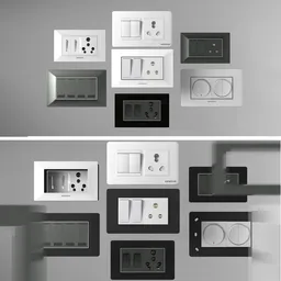 Animated Blender 3D model of a modular switchboard for visualization in design.