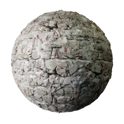 2K PBR aged stone wall texture for realistic medieval scenes, featuring detailed weathered bricks and rocks.