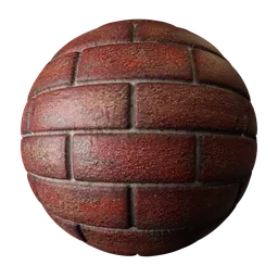 High-quality 2K PBR texture of red brick material with realistic surface displacement for 3D modeling and animation.