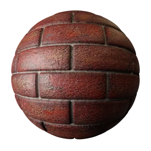 High-quality 2K PBR texture of red brick material with realistic surface displacement for 3D modeling and animation.