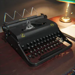 Highly detailed vintage Juwel Model 3 Typewriter 3D model with realistic textures, ideal for Blender rendering.