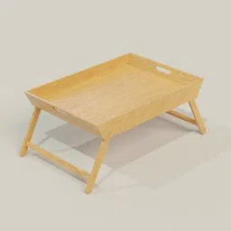 Detailed 3D model of a wooden bed tray, optimized for Blender rendering, with a realistic texture finish.