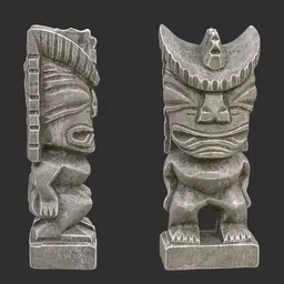 Tiki God Mad Warrior Statue Stone