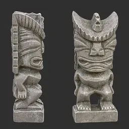 Tiki God Mad Warrior Statue Stone