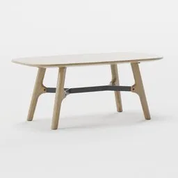 Realistic 3D oak coffee table model with metal accents, rendered in Blender, part of the fanette collection.