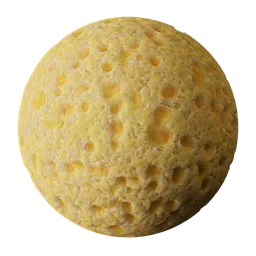 Yellow porous PBR texture for 3D modeling in Blender, ideal for realistic rubber material simulation.