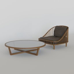 "Enhance your 3D modeling with our 'Table and Chairs' set, perfect for interior decoration. Crafted from bamboo and featuring a glass tabletop, this set boasts a centered radial design inspired by Southeast Asian styles. Rendered with Octane in Blender 3D software, let this set elevate your creations to the next level."