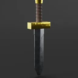 Realistic 3D sword model with detailed textures and materials, suitable for Blender rendering.