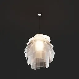 Elegant 3D-rendered chandelier with layered glass design, perfect for modern interior visualization in Blender.