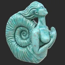 Siren turquoise marble statue