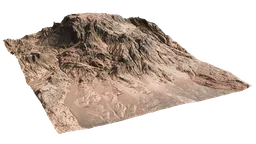 Highly detailed 3D desert mountain terrain model suitable for Blender rendering and simulations.