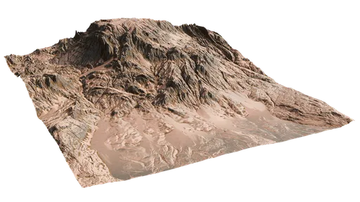 Highly detailed 3D desert mountain terrain model suitable for Blender rendering and simulations.