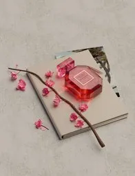 Elegant 3D-rendered product display with floral accents for creative professionals' showcases using Blender.