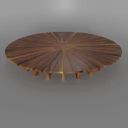 Large saburana rosewood 3D model table for Blender, ideal for royal and knightly banquet scenes.