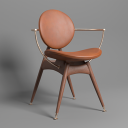 "Minimalist lounge chair 3D model with metal frame and leather seat, inspired by Frederik de Moucheron and trending on Artforum. Perfect for modern living spaces. Created with Blender 3D software."