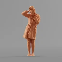 Lowpoly Female in bathrobe