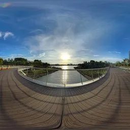 Sunset on the wooden bridge