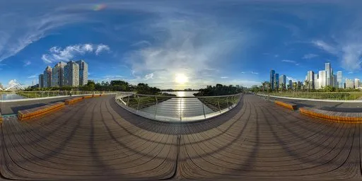 Sunset on the wooden bridge