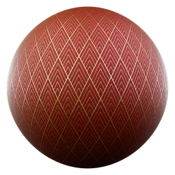 High-resolution red and gold leaf pattern PBR texture for 3D modeling, with essential maps for realistic rendering in Blender.