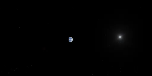 Space Scene with Distant Earth