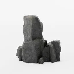 3D-rendered sharp black rocks with realistic textures, suitable for Blender landscapes and virtual environments.