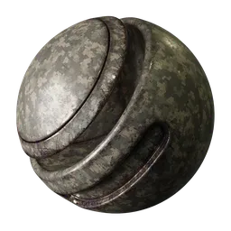 High-quality distressed camouflage metal texture for 3D models in Blender, perfect for military equipment rendering.