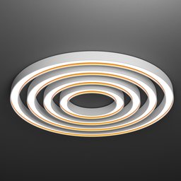 "Multiline CCM-C ceiling light 3D model in Blender 3D. Comes in 4 size variations with the option to personalize inner rim color for creative light combinations. Includes light to ceiling holder for easy installation."