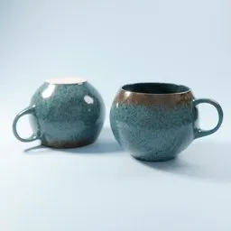 Detailed ceramic cups with realistic textures created in Blender 3D, optimized for 3D renderings and visualizations.