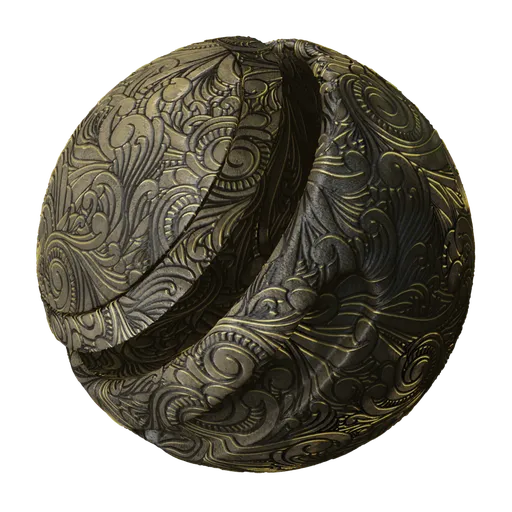 Highly detailed PBR material with engraved Chinese patterns for 3D rendering and Blender applications.