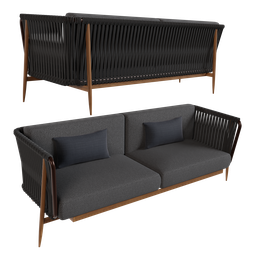 "Add a touch of style to your 3D scene with this trendy Rope Sofa model, perfect for your rendering projects in Blender 3D. Featuring a black vertical slatted timber design and pillows, this model was inspired by Arvid Nyholm and styled after Aenami Alena for a unique touch. Available in Vray and Arnold for seamless integration into your workflow."
